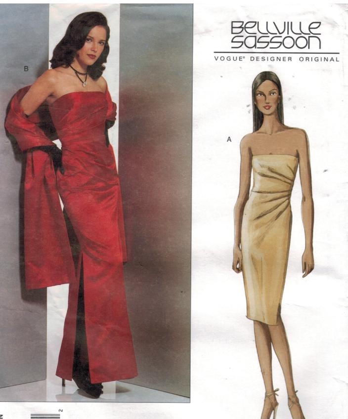 Vogue Pattern 2481 Bellville Sassoon Glamour Designer Strapless Evening Gown  and stole Sizes 14, 16, 18  Sewing Pattern Heaven