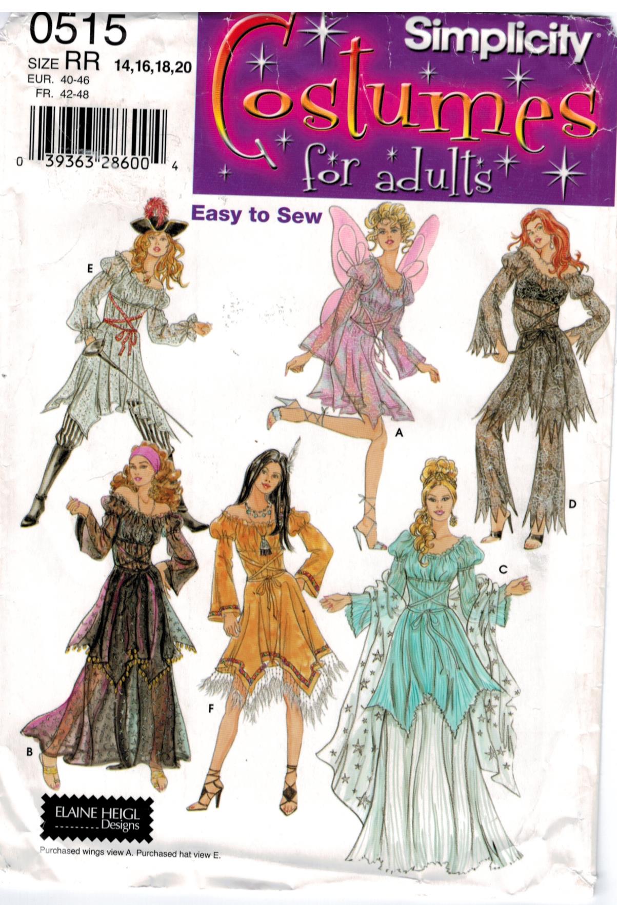 Simplicity Pattern 5363 Costume Pattern Fairy Renaissance Pirate Maiden  Princess Misses size 14 through 20  Sewing Pattern Heaven