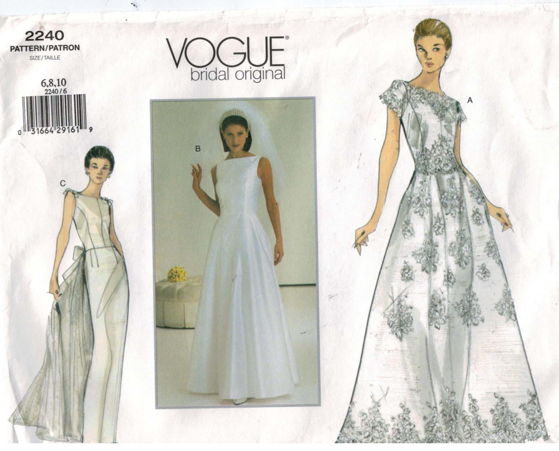 Vogue Pattern 2240 Bridal Wedding Gown Sizes 6 8 10 Sewing Pattern Heaven Vogue Pattern 2240 Bridal Wedding Gown Sizes 6 8 10 Sewing Pattern Heaven