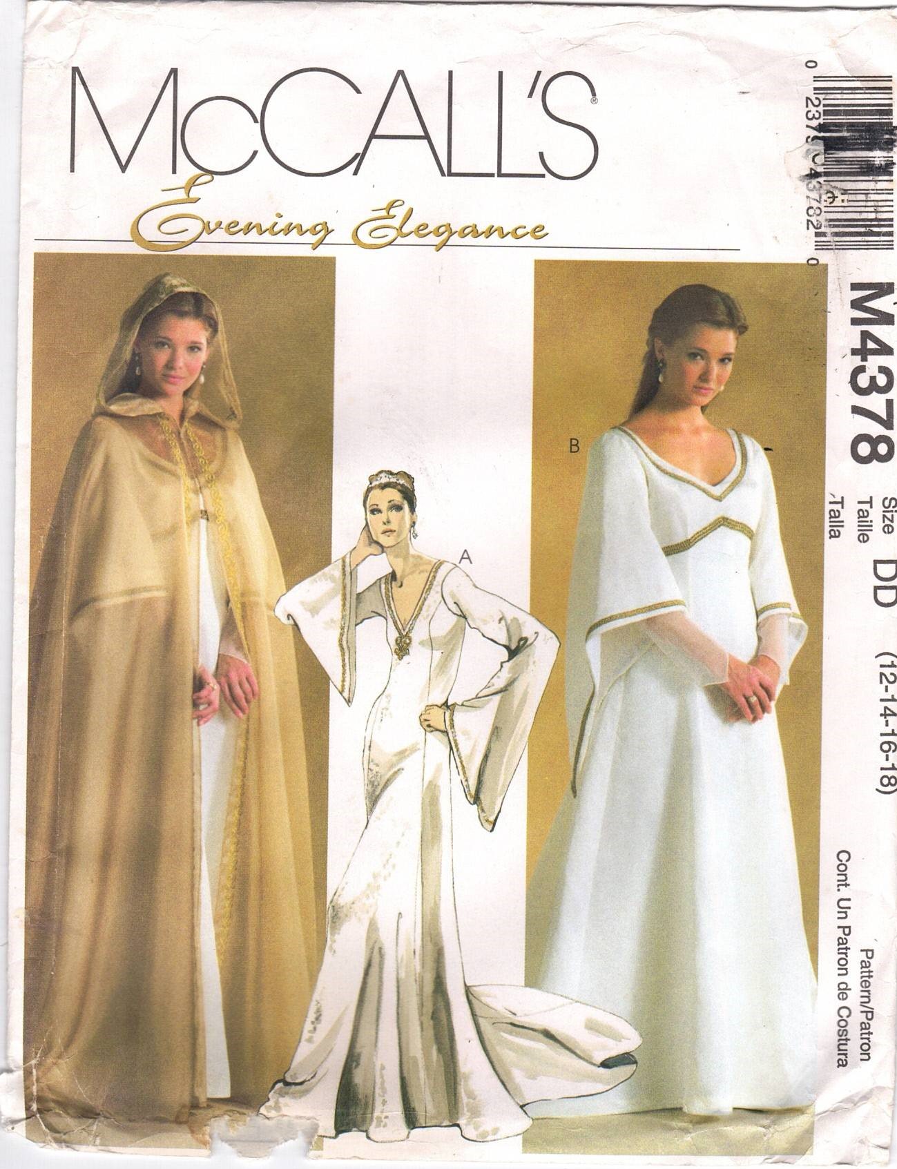 McCalls Pattern 4378 Evening Elegance Renaissance style floor length cape  and lined dresses sizes 12-18  Sewing Pattern Heaven
