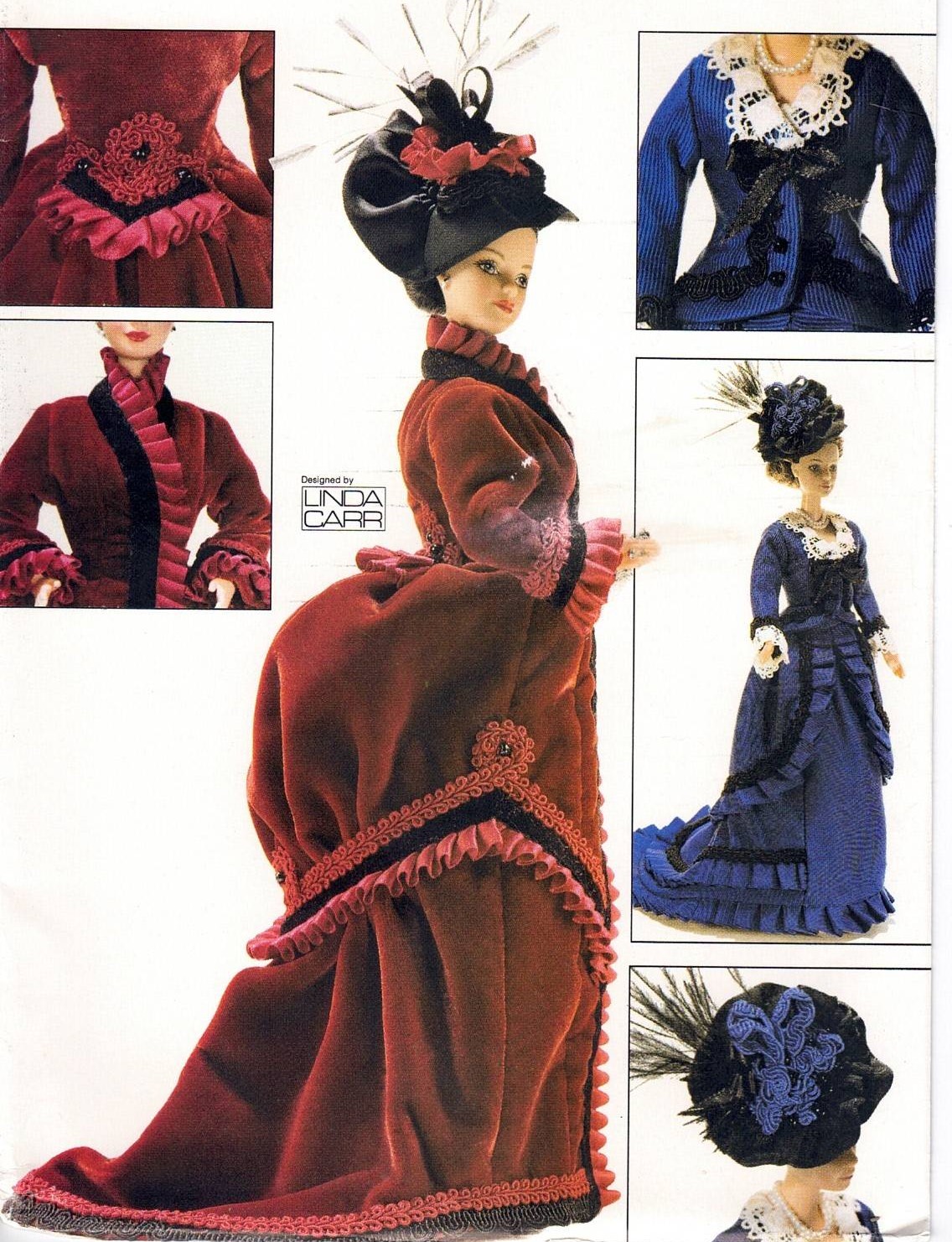 Vogue Pattern 7100 Victorian Costumes for Fashion Dolls such as Barbie by  designer Linda Carr  Sewing Pattern Heaven
